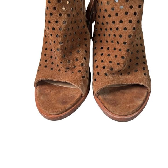 Rag & Bone Wyatt Nubuck Perforated Bootie Sandals Camel Women’s US 7.5 / EU 37.5 - Picture 3 of 11
